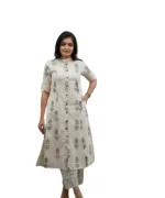 Side view of the Jaipuri print kurti set for women.