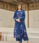 Complete Mul Cotton Embroidered Kurti Pant Dupatta Set Flat Lay, Mul cotton kurti set flat lay, embroidered suit, pant dupatta set layout, fully stitched ethnic wear