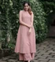 Fuchsia pink kurta embroidery, cotton slub, yoke design, ethnic top detail