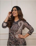 Cotton kurti fabric texture, designer kurti detail, quality cotton material, kurti neckline design