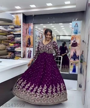 Women’s embroidered top in georgette with full-length design.